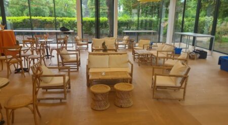 Ensemble table et fauteuil mobilier écoresponsable en bamboo